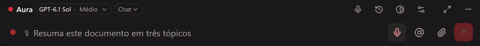 Overlay compacto transcrevendo um ditado.